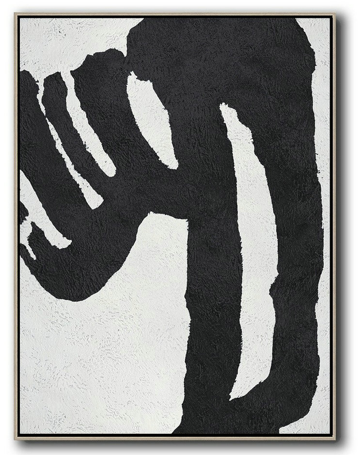 Original Artwork Extra Large Abstract Painting,Black And White Minimal Painting On Canvas - Oversized Wall Decor